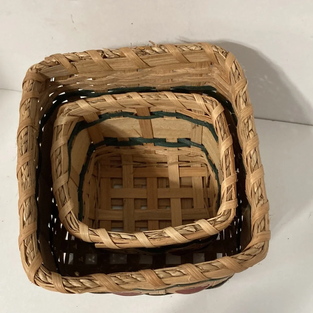 NESTING BASKETS Apple Teacher Design Square Woven Set of 2